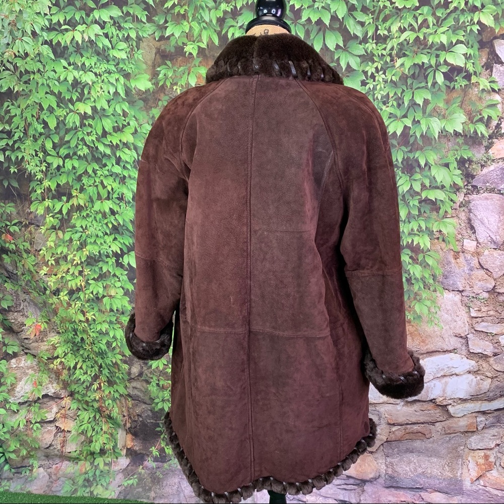 G-III GLOBAL IDENTITY Brown Suede and Faux Fur Coat, M - Picture 5 of 16